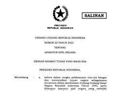 Isi UU Nomor 20 Tahun 2023 Tentang ASN dan Link Downloadnya