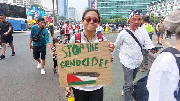 Aksi dukungan ke Palestina di CFD Sudirman-Thamrin hari ini (Rumondang/detikcom)