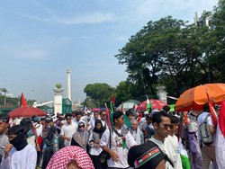 Suasana Lalin di Sekitar Monas Saat Aksi Damai Bela Palestina