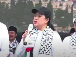 Puan Berorasi di Aksi Bela Palestina, Mengutuk Kekejaman Israel