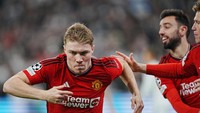 Dua gol Hojlund bahkan sempat bikin MU unggul 2-0 di markas Copenhagen. Foto: AP/Liselotte Sabroe