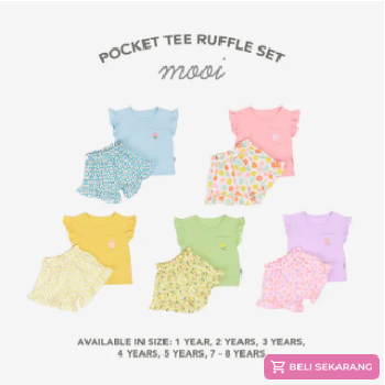 Baju anak perempuan: Mooi pocket tee ruffle set