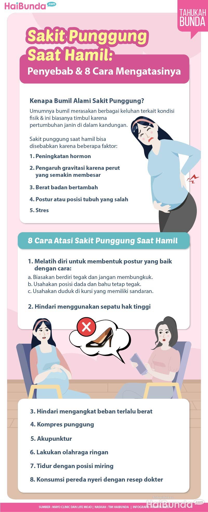 Infografis Sakit Punggung Saat Hamil: Penyebab & 8 Cara Mengatasinya