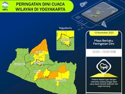 Update Peringatan Dini Cuaca DIY: Kota Jogja Hujan Lebat-Angin Kencang