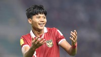 Pesepakbola Timnas Indonesia Arkhan Kaka Putra Purwanto meluapkan kegembiraannya usai mencetak gol ke gawang Timnas Panama.  