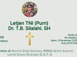 Kabar Duka, Letjen TNI (Purn) TB Silalahi Meninggal Dunia