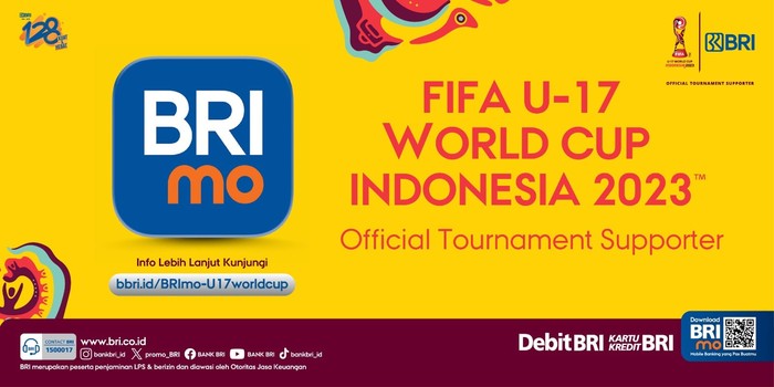 PT Bank Rakyat Indonesia (Persero) Tbk atau BRI mendukung gelaran pesta akbar FIFA U-17 World Cup 2023.