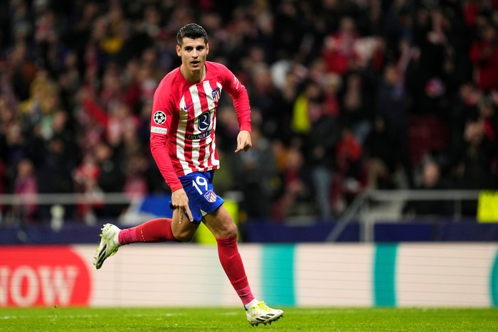 Alvaro Morata Atletico Madrid's Alvaro Morata celebrates after scoring his side's fifth goal during the Champions League Group E soccer match between Atletico Madrid and Celtic at the Metropolitano stadium in Madrid, Spain, Tuesday, Nov. 7, 2023. (AP Photo/Jose Breton)
