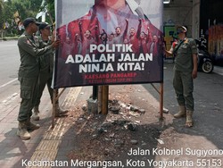 Satpol PP Jogja Pereteli Baliho-Spanduk Liar Parpol, Terbanyak Gambar PSI