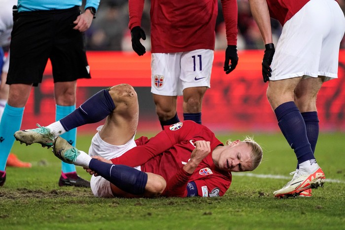 Erling Haaland Soccer Football - International Friendly - Norway v Faroe Islands - Ullevaal Stadion, Oslo, Norway - November 16, 2023 Norway's Erling Braut Haaland reacts Cornelius Poppe/NTB via REUTERS ATTENTION EDITORS - THIS IMAGE WAS PROVIDED BY A THIRD PARTY. NORWAY OUT. NO COMMERCIAL OR EDITORIAL SALES IN NORWAY.