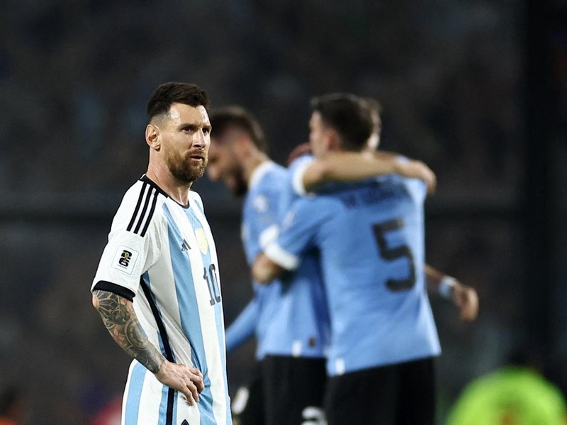 Soccer Football - World Cup - South American Qualifiers - Argentina v Uruguay - Estadio La Bombonera, Buenos Aires, Argentina - November 16, 2023 Argentina's Lionel Messi looks dejected after the match REUTERS/Agustin Marcarian
