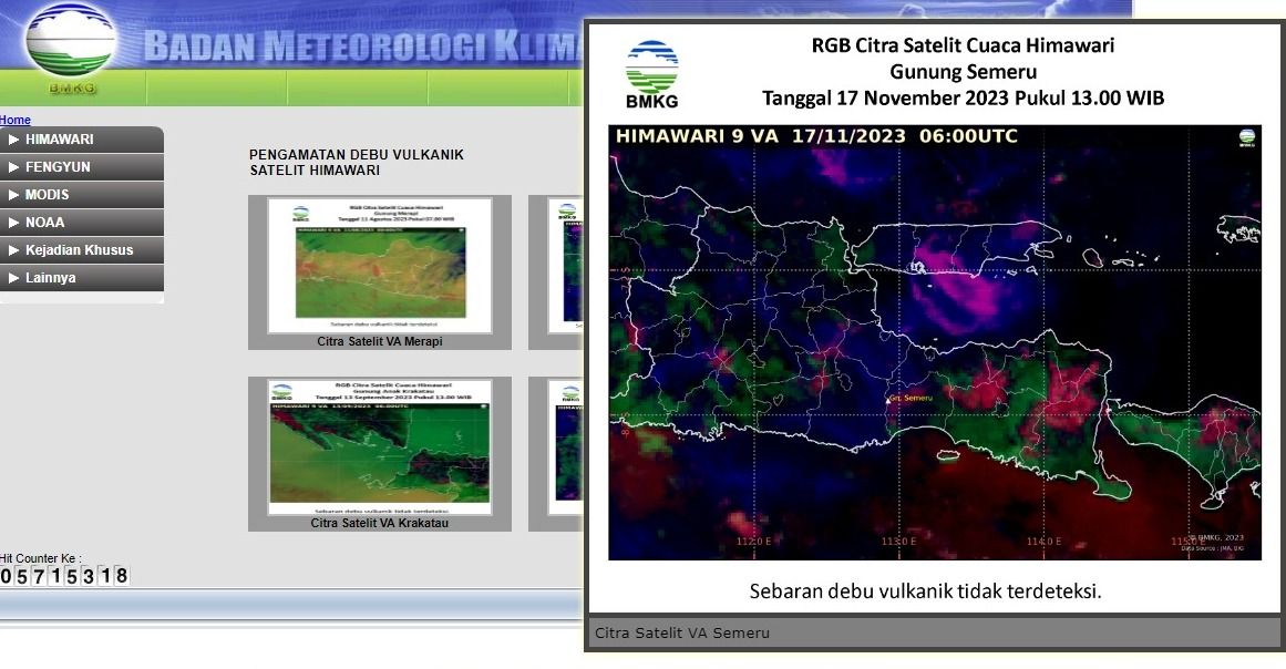 Satelit Cuaca Himawari Gunung Semeru. (Dok. BMKG)