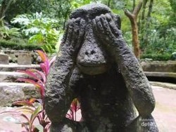 Main Air Sekaligus Berkawan dengan Monyet di Air Terjun Tlogo Muncar