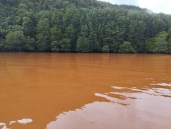 Perairan Pulau Garaga Kecokelatan gegara Tanggul Perusahaan Tambang Jebol