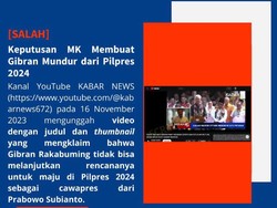 Beredar Berita Gibran Mundur Sebagai Cawapres, Kominfo: Hoaks!
