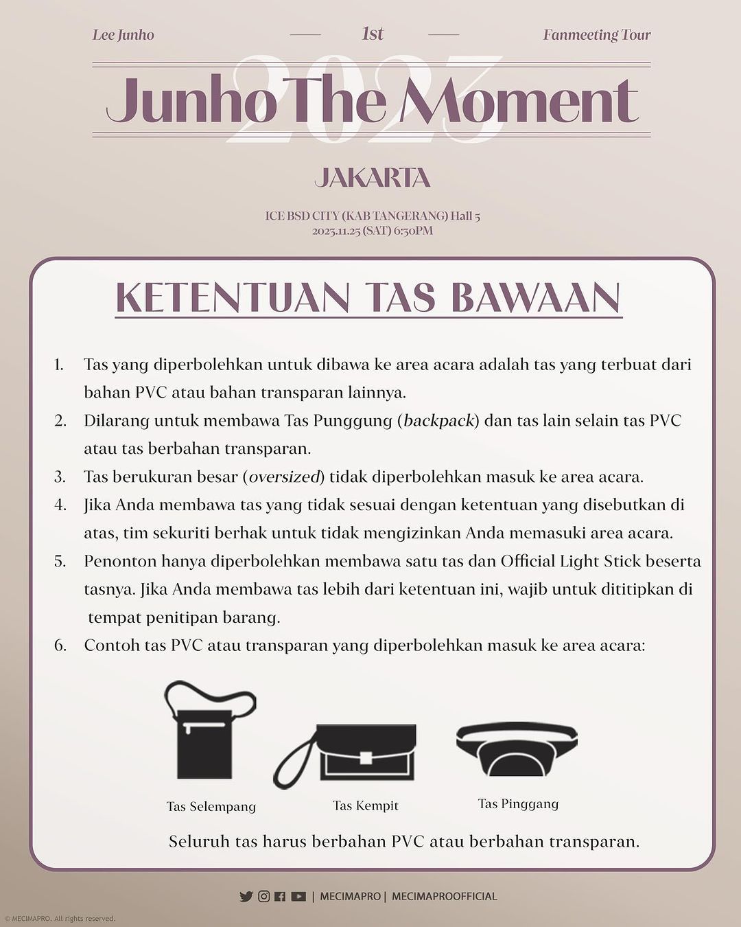 Ketentuan tas bawaan fan meeting Lee Junho