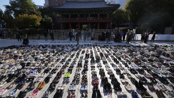 2.000 Pasang Sepatu Jadi Simbol Duka Warga Korsel untuk Korban Gaza