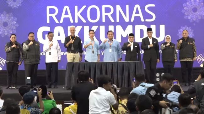 Anies-Imin, Ganjar-Mahfud, Prabowo-Gibran teken deklarasi kampanye damai. (Dok. YouTube Bawaslu)