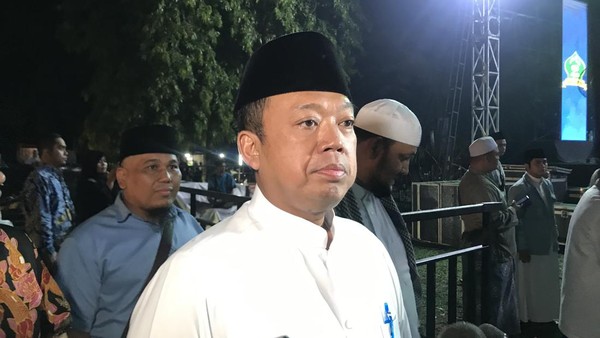 Sekretaris Tim Kampanye Nasional (TKN) Prabowo Subianto-Gibran Rakabuming, Nusron Wahid, dalam acara doa dan selawat pemilu damai di Cibubur, Jakarta Timur, Senin (27/11/2023).