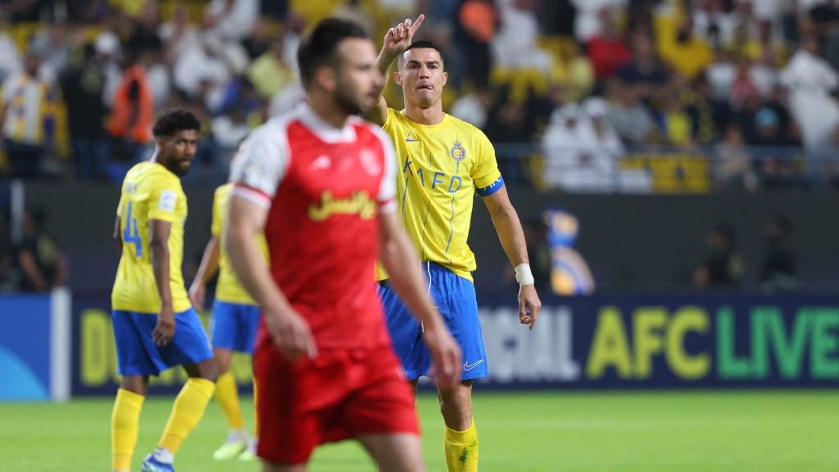 Cristiano Ronaldo di laga Al Nassr vs Persepolis. (Foto: AFP/FAYEZ NURELDINE)