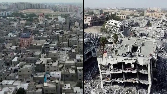 Penampakan dari Udara Jalur Gaza Sebelum dan Sesudah 7 Oktober