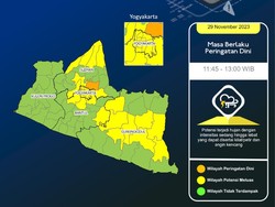 Peringatan Dini Potensi Hujan-Angin Kencang di Jogja-Sleman Siang Ini