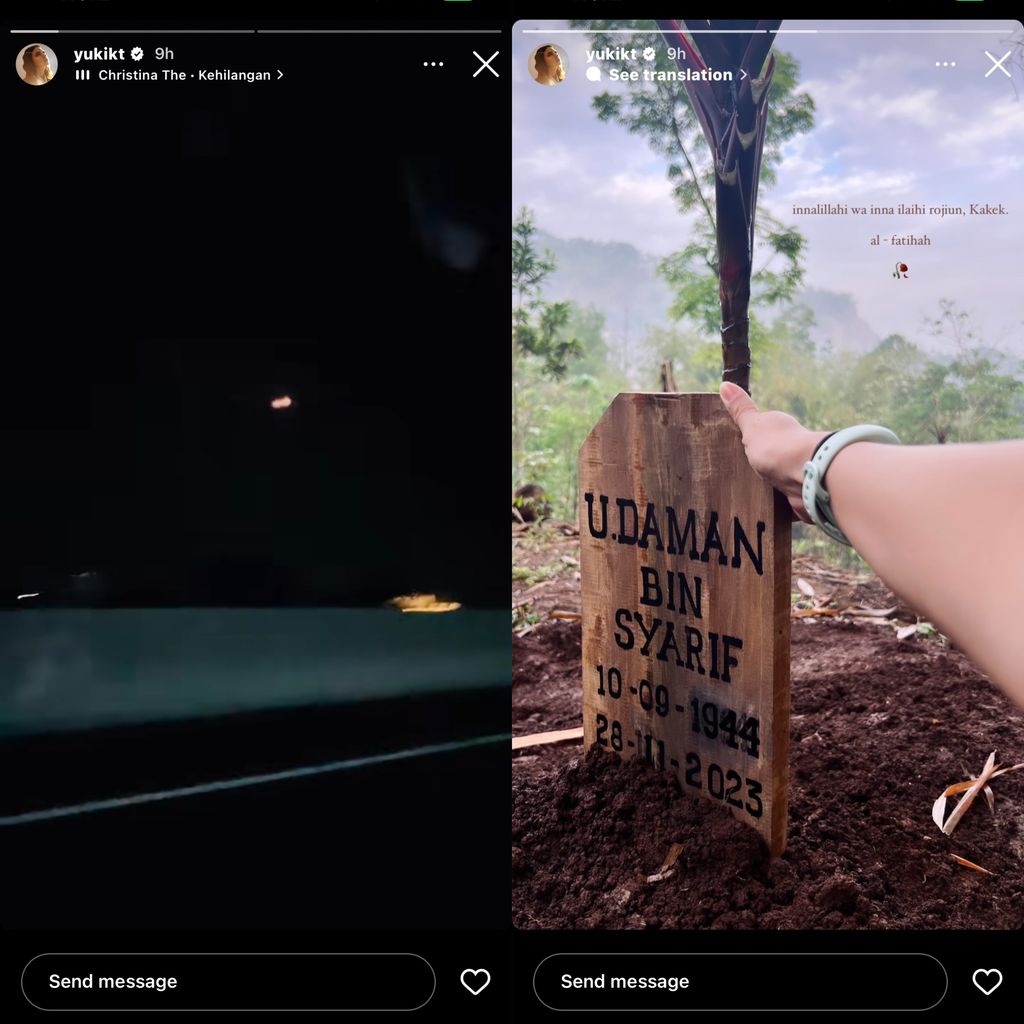 Instagram Story Yuki Kato saat membagikan kabar duka