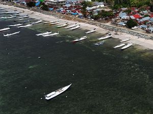 Penampakan dari Udara Proyek Tanggul Laut di Donggala