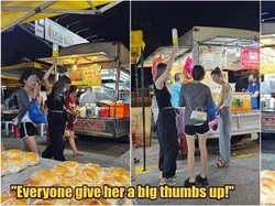 Masih Diinfus, Wanita Ini Tetap ke Pasar Malam untuk Jajan Makanan