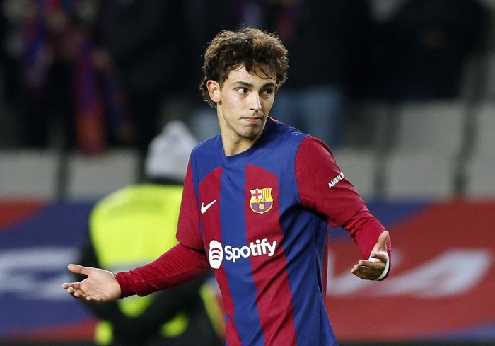 Joao Felix Soccer Football - Spain - LaLiga - FC Barcelona v Atletico Madrid - Estadi Olimpic Lluis Companys, Barcelona, Spain - December 3, 2023 FC Barcelona's Joao Felix celebrates scoring their first goal REUTERS/Albert Gea