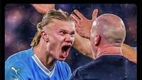 Haaland kesal banget sama wasit! Foto: dok. Internet/X (Twitter)