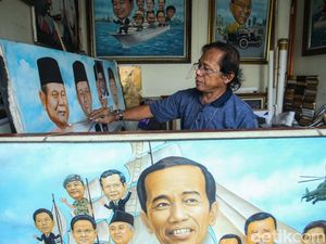 Musim Pemilu, Sentra Lukis Pasar Baru Jual Lukisan Capres-Cawapres