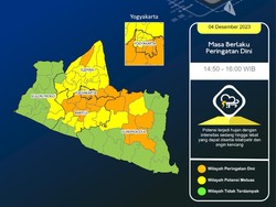 Update Peringatan Dini Cuaca di Jogja-Sleman Sore Ini
