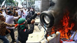 Demo Revisi UU Desa, Massa Apdesi Bakar Ban di Depan Gedung DPR