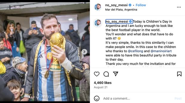 Nasib mujur dialami supir truk bernama Leonardo Esteban Adrian Gorri. Dia jadi terkenal karena punya wajah mirip megabintang sepakbola Lionel Messi!