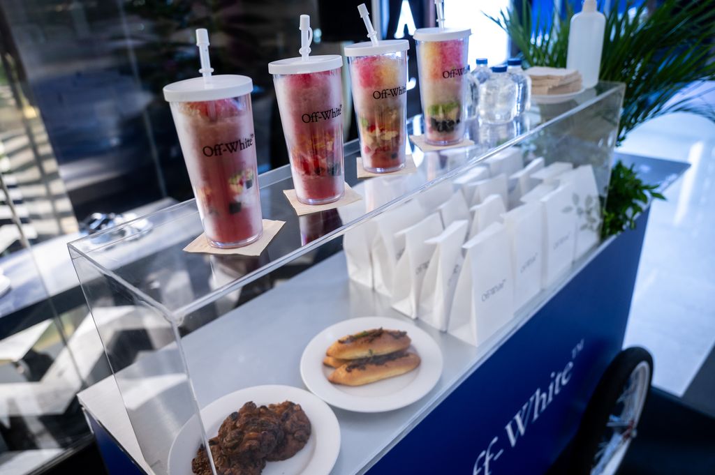 Off-White's refreshment offerings, served out of a specially-made 