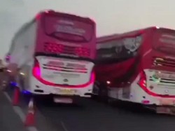 Viral 2 Bus Balapan Sengit di Jembatan Suramadu