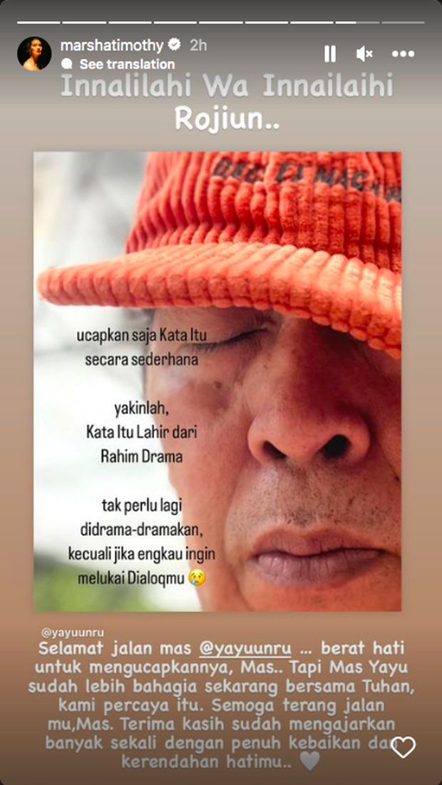 Ucapan duka untuk Yayu Unru dari para aktor Indonesia.