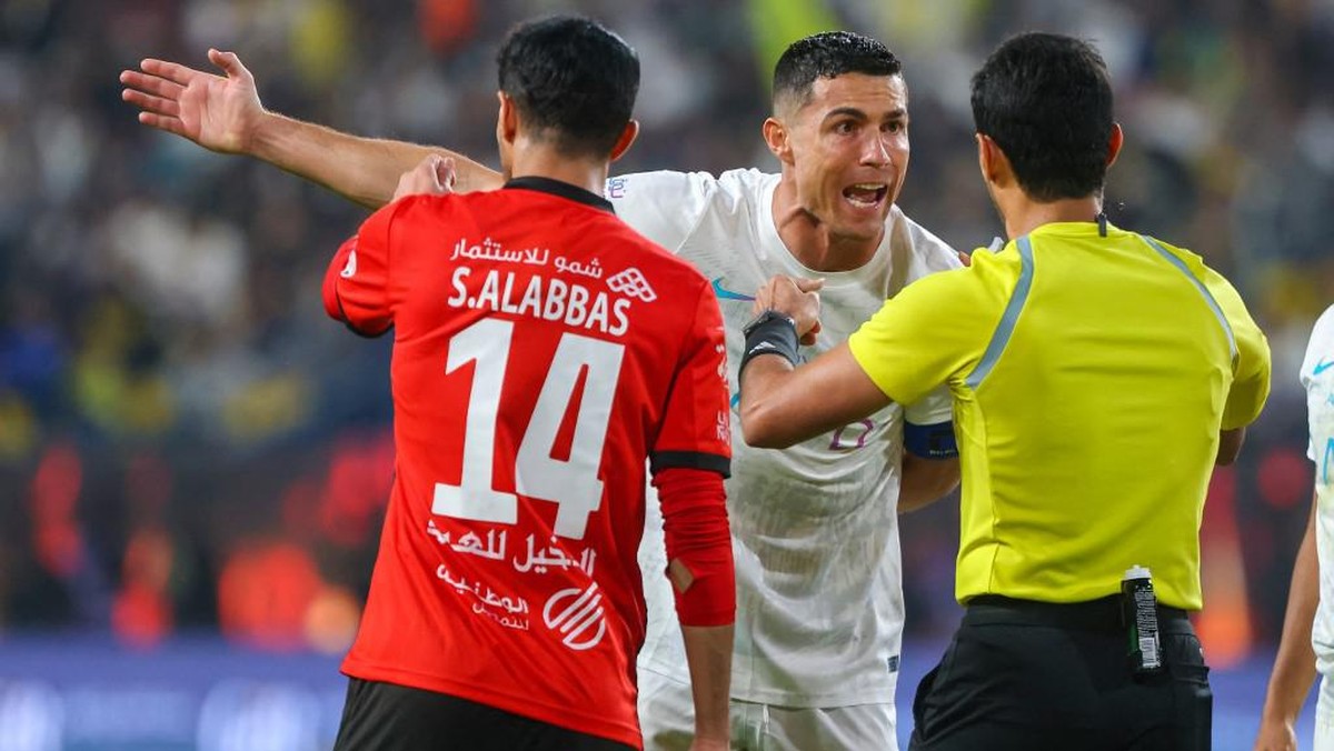 Cristiano Ronaldo di laga Al Nassr vs Al Riyadh. (Foto: AFP/FAYEZ NURELDINE)