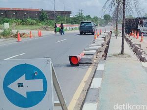 Fungsional Nataru, Median Jalan Exit Tol Jogja-Solo Kuncen Dibongkar