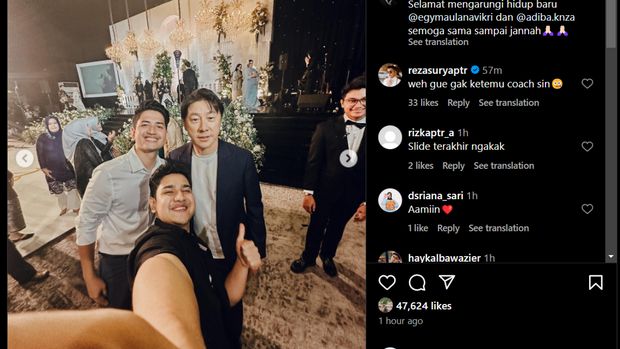 Kehadiran Shin Tae Yong di nikahan Egy & Adiba