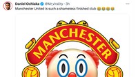 Apakah Manchester United bisa dibilang jadi Badut United? Logonya kayak di atas gitu, tuh... (Foto: Twitter @Mr_virality)