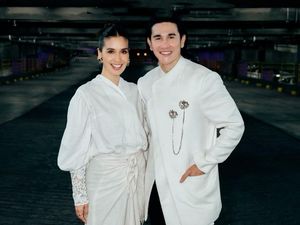 Inspirasi Baju Couple untuk Kondangan a la Vino G. Bastian dan Marsha Timothy