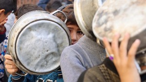 Potret Anak-anak Gaza Antre Makanan