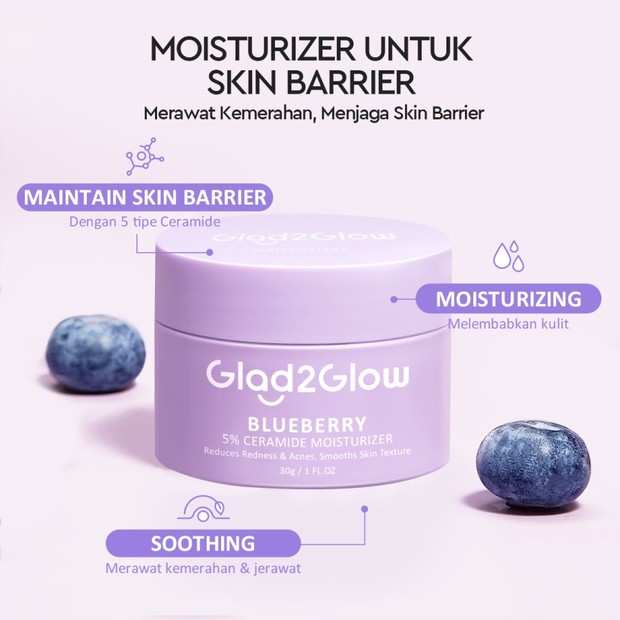 Glad2Glow Blueberry 5% Ceramide Moisturizer/Foto: tokopedia.com/glad2glow Glad2Glow Blueberry 5% Ceramide Moisturizer