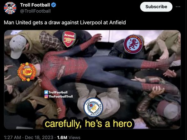 Meme MU Pahlawan Bersama, Fans Liverpool pun Jadi Mode Senyap
