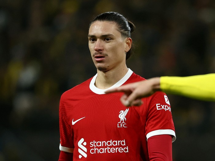 Darwin Nunez Soccer Football - Europa League - Group E - Union Saint-Gilloise v Liverpool - Lotto Park, Anderlecht, Belgium - December 14, 2023 Liverpool's Darwin Nunez reacts REUTERS/Yves Herman