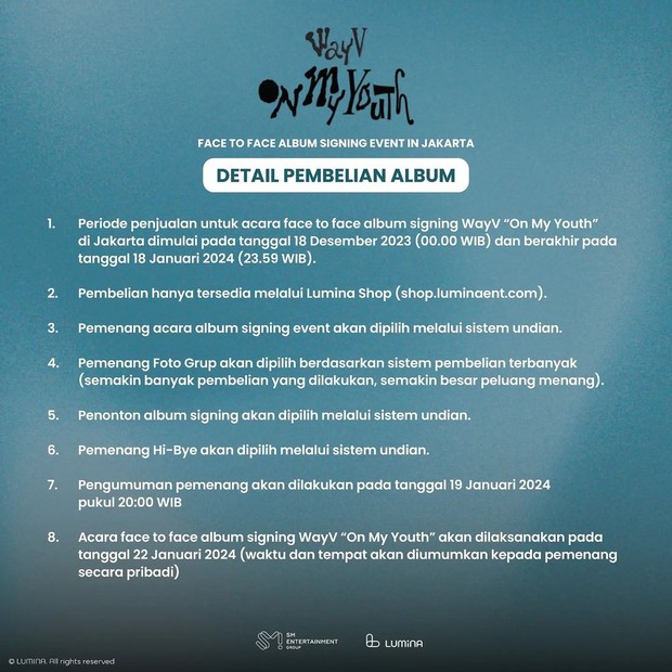 Detail pembelian album/ Foto: instagram.com/luminaent