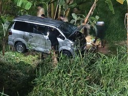 Mobil Wisatawan Terperosok ke Sawah di Puncak Bogor