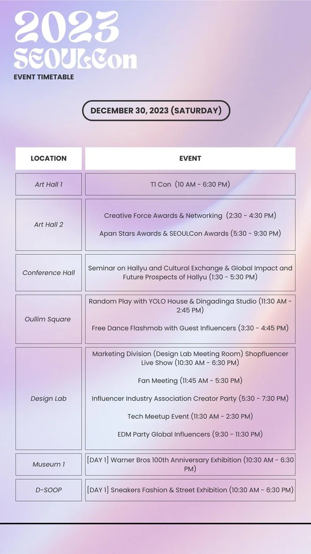 Jadwal hari ke-1 SEOULCon World K-Pop Festival Countdown 2023/ Foto: The Daebak Company